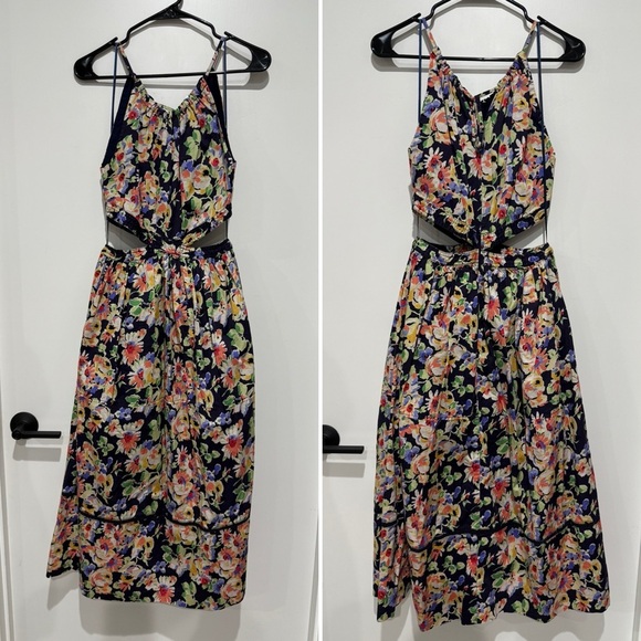 Something Navy Floral Cutout Midi Dress - XS - Picture 4 of 6